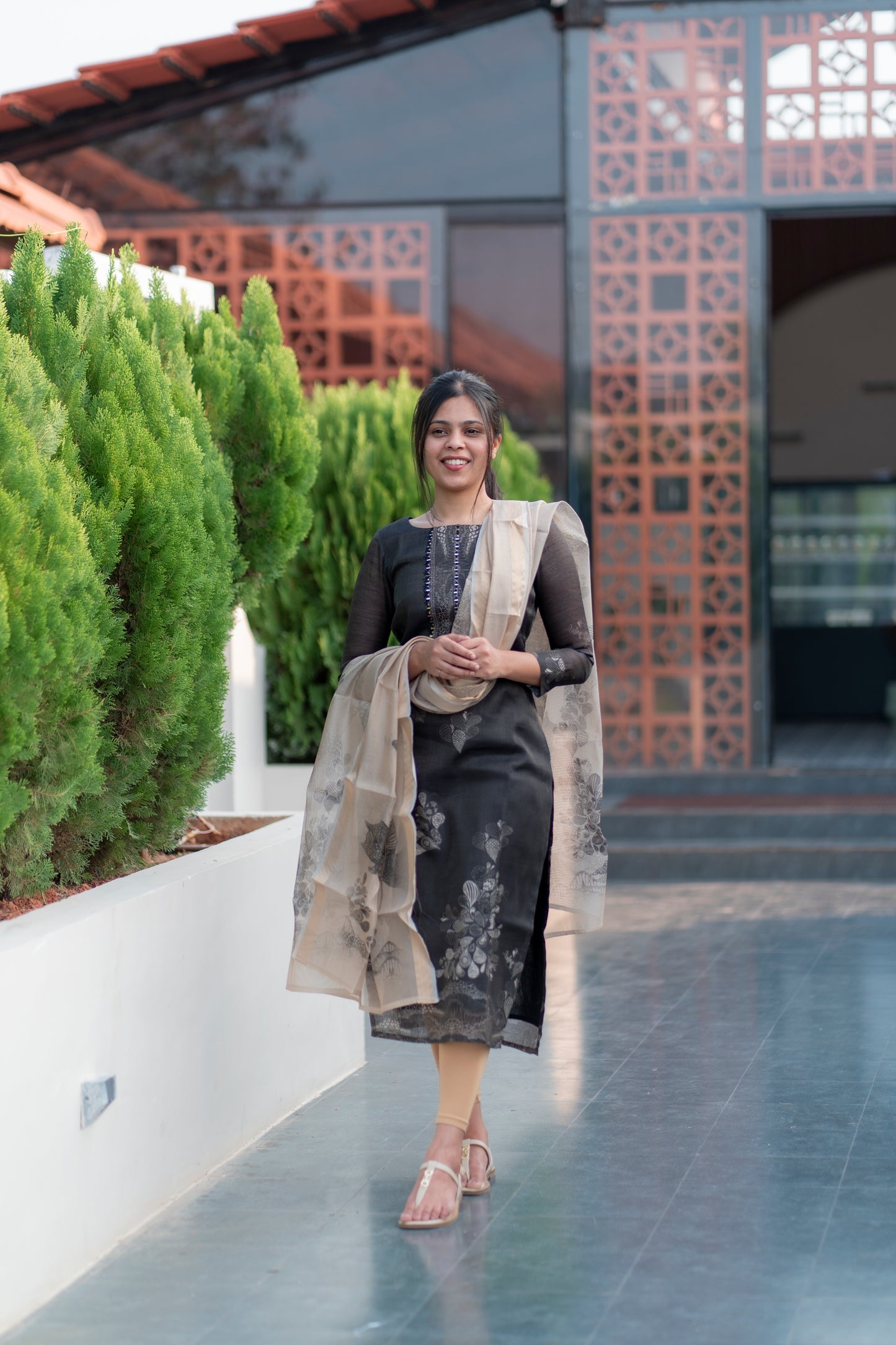 Black Tissue  Kurti with Dupatta