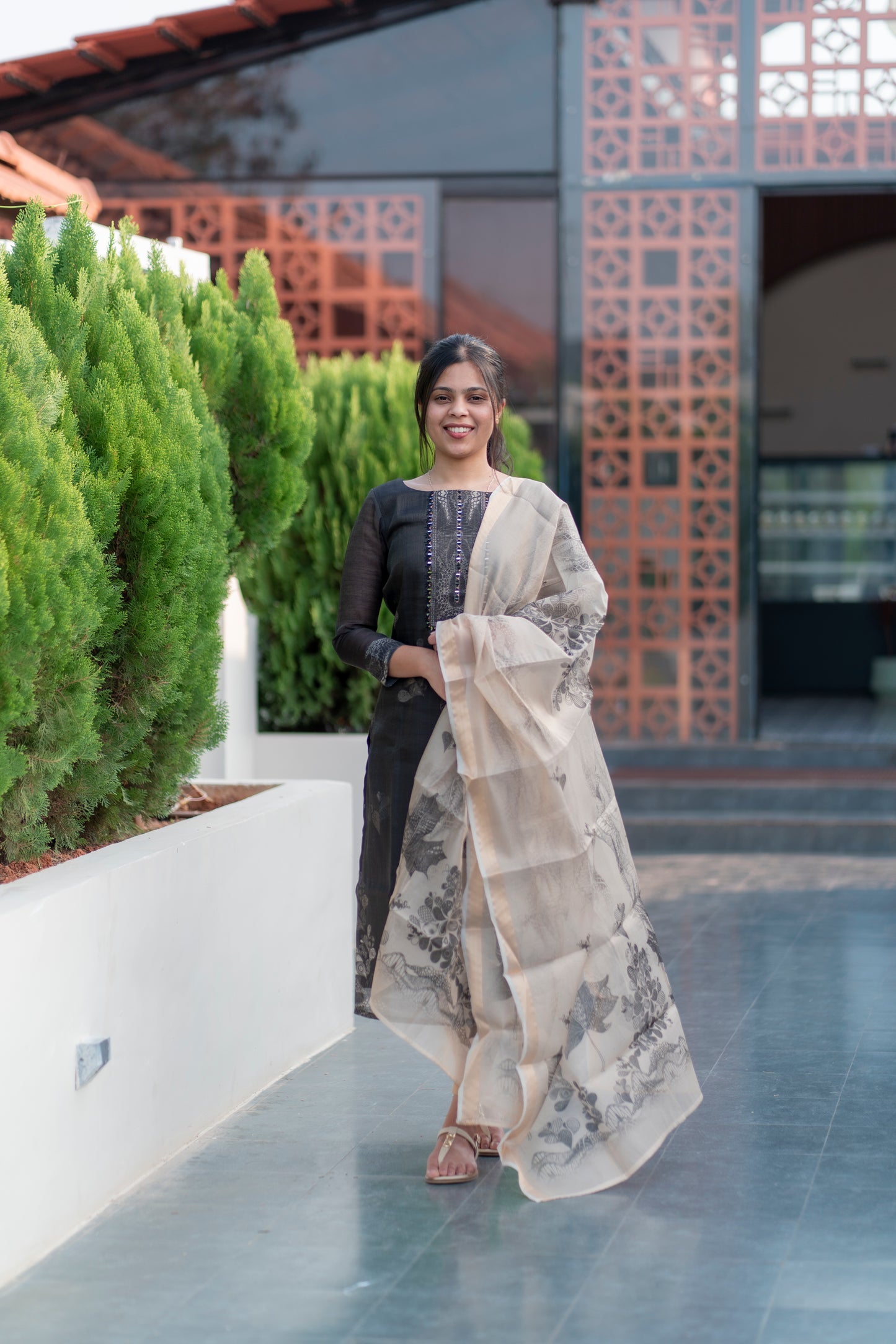 Black Tissue  Kurti with Dupatta