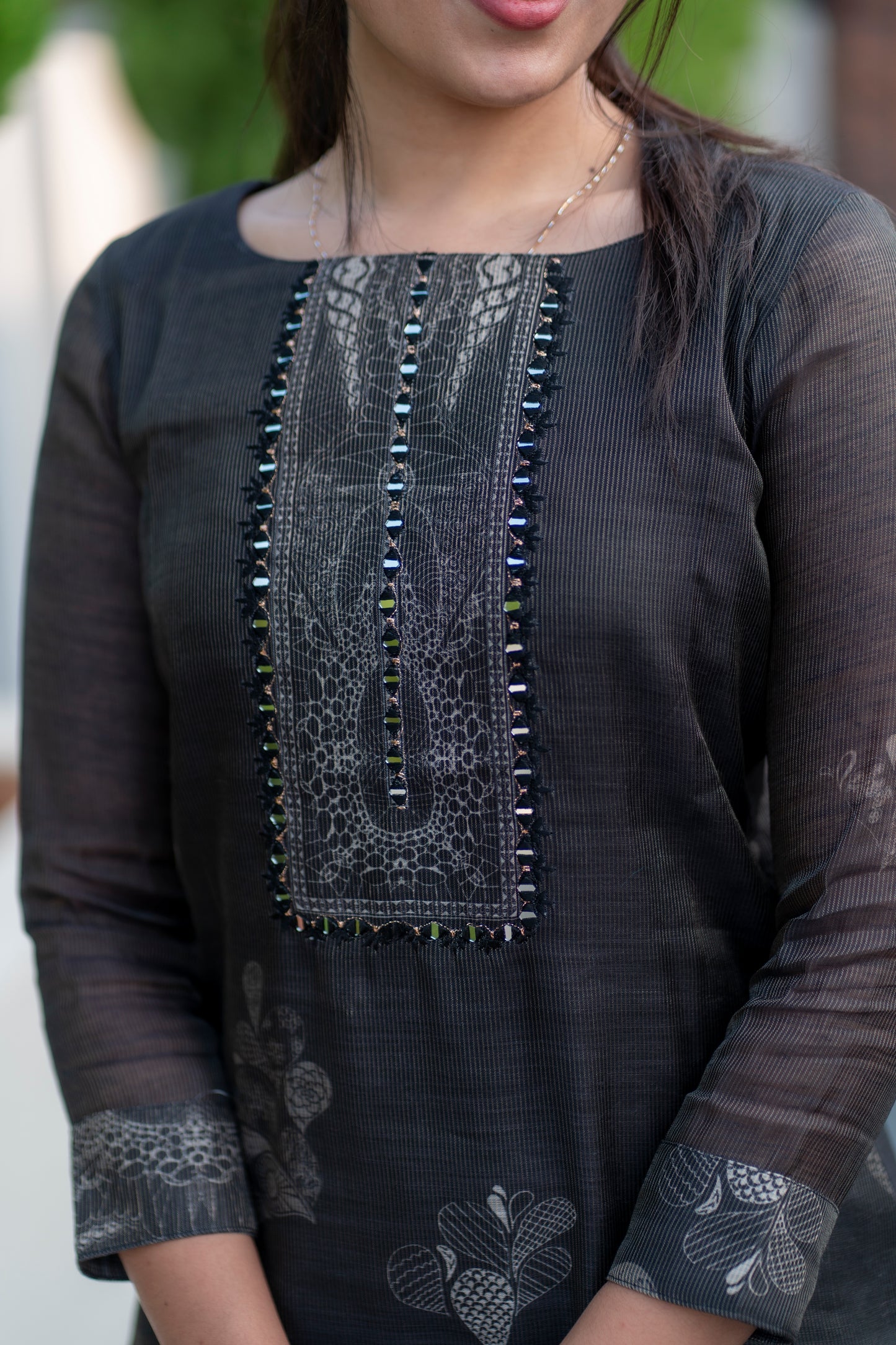 Black Tissue  Kurti with Dupatta