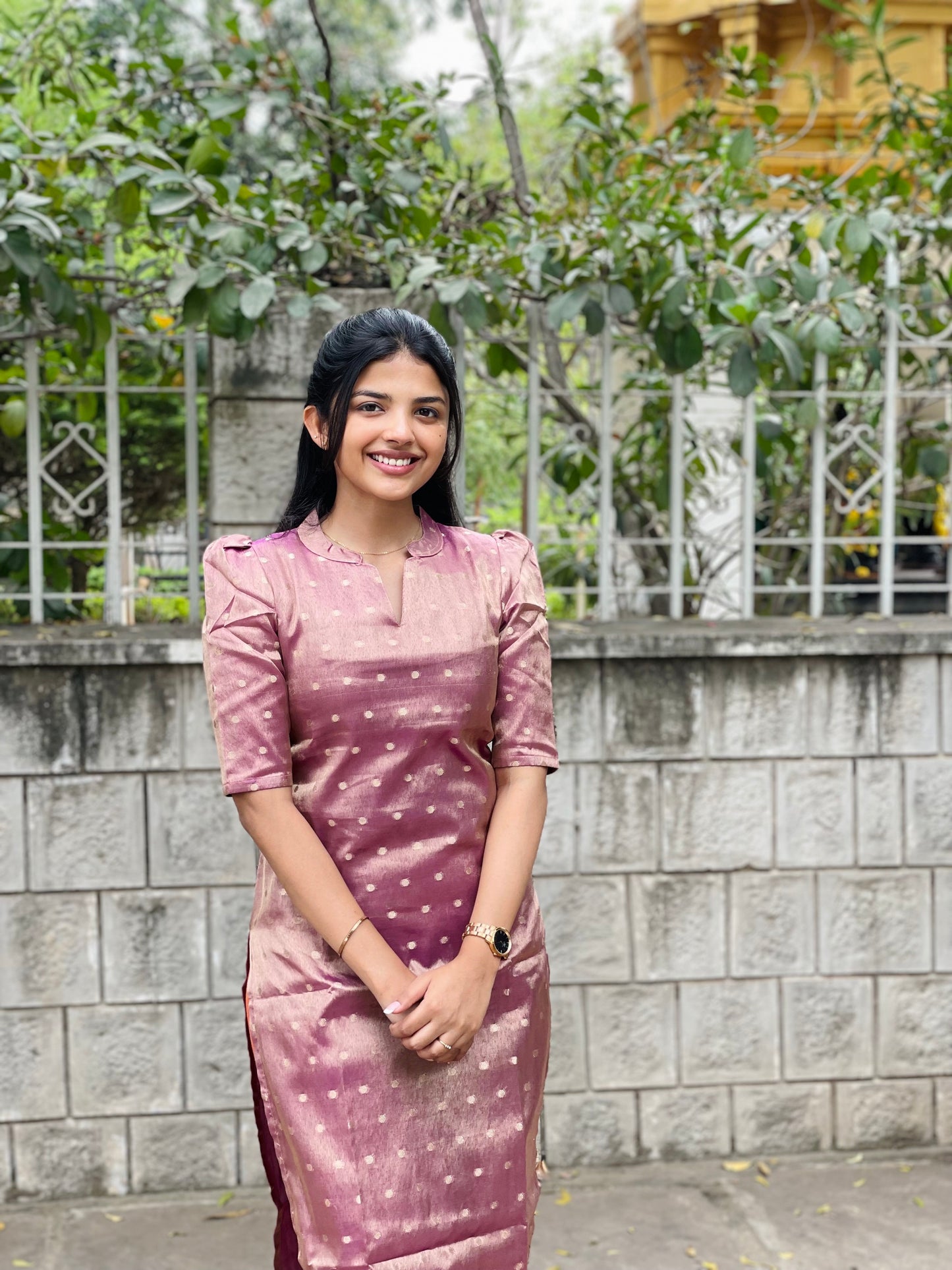 Lavender Tissue Silk Kurti with Dupatta