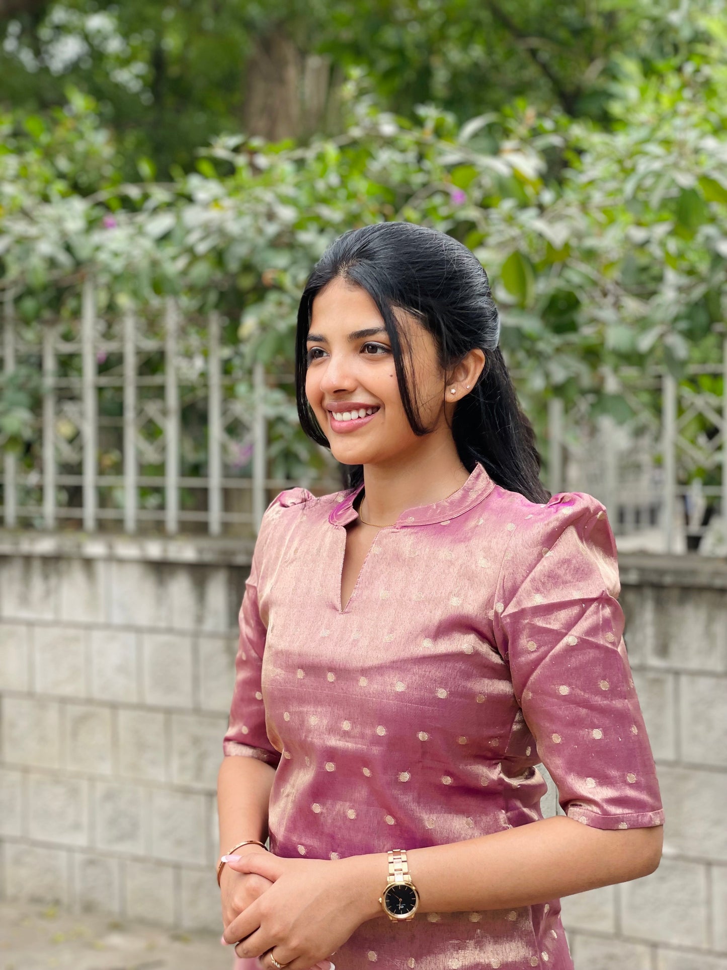 Lavender Tissue Silk Kurti with Dupatta