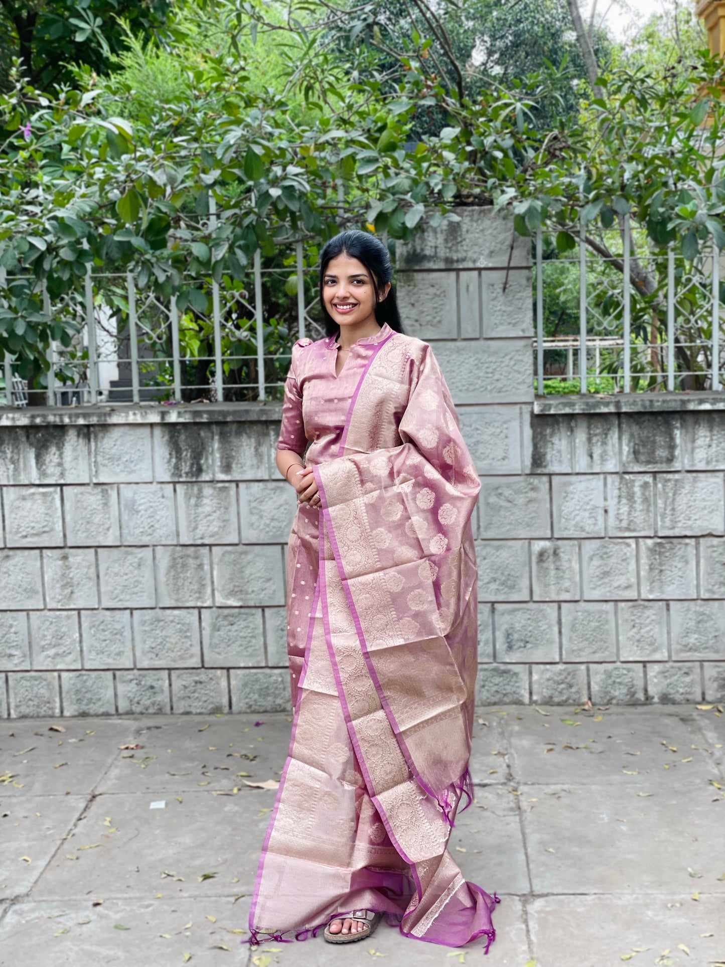 Lavender Tissue Silk Kurti with Dupatta