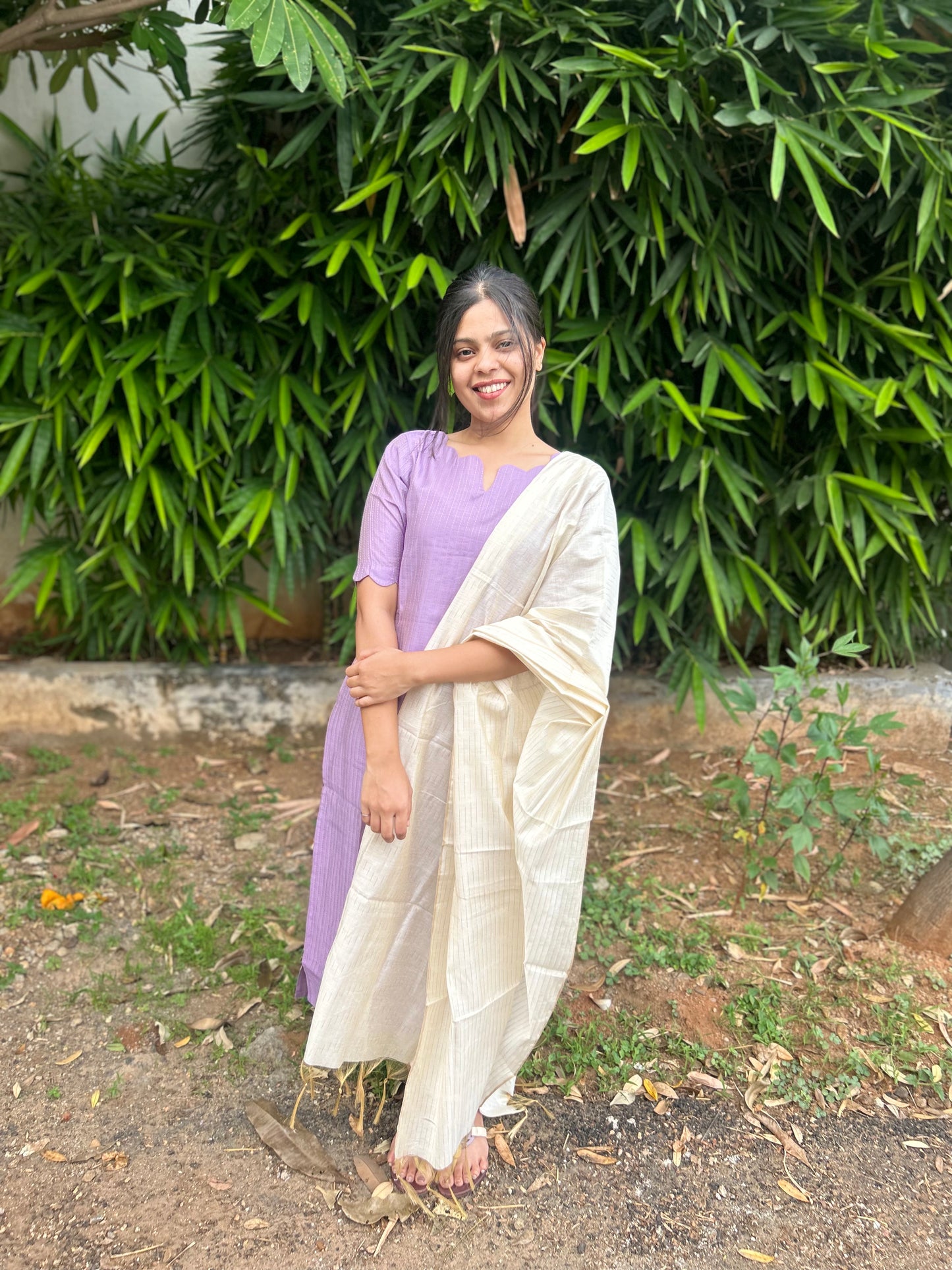 Lilac Kurti with Chanderi Silk Dupatta