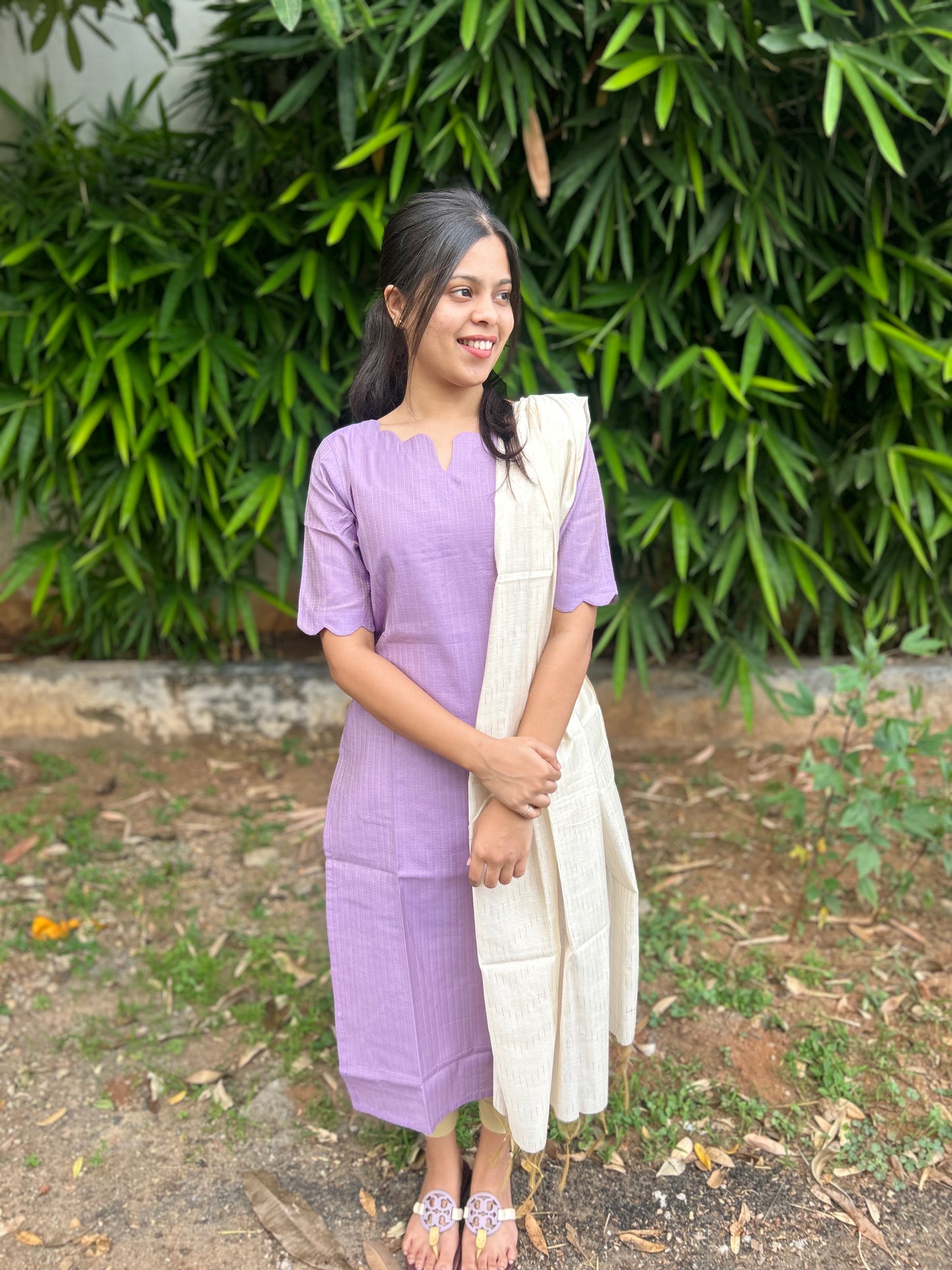 Lilac Kurti with Chanderi Silk Dupatta