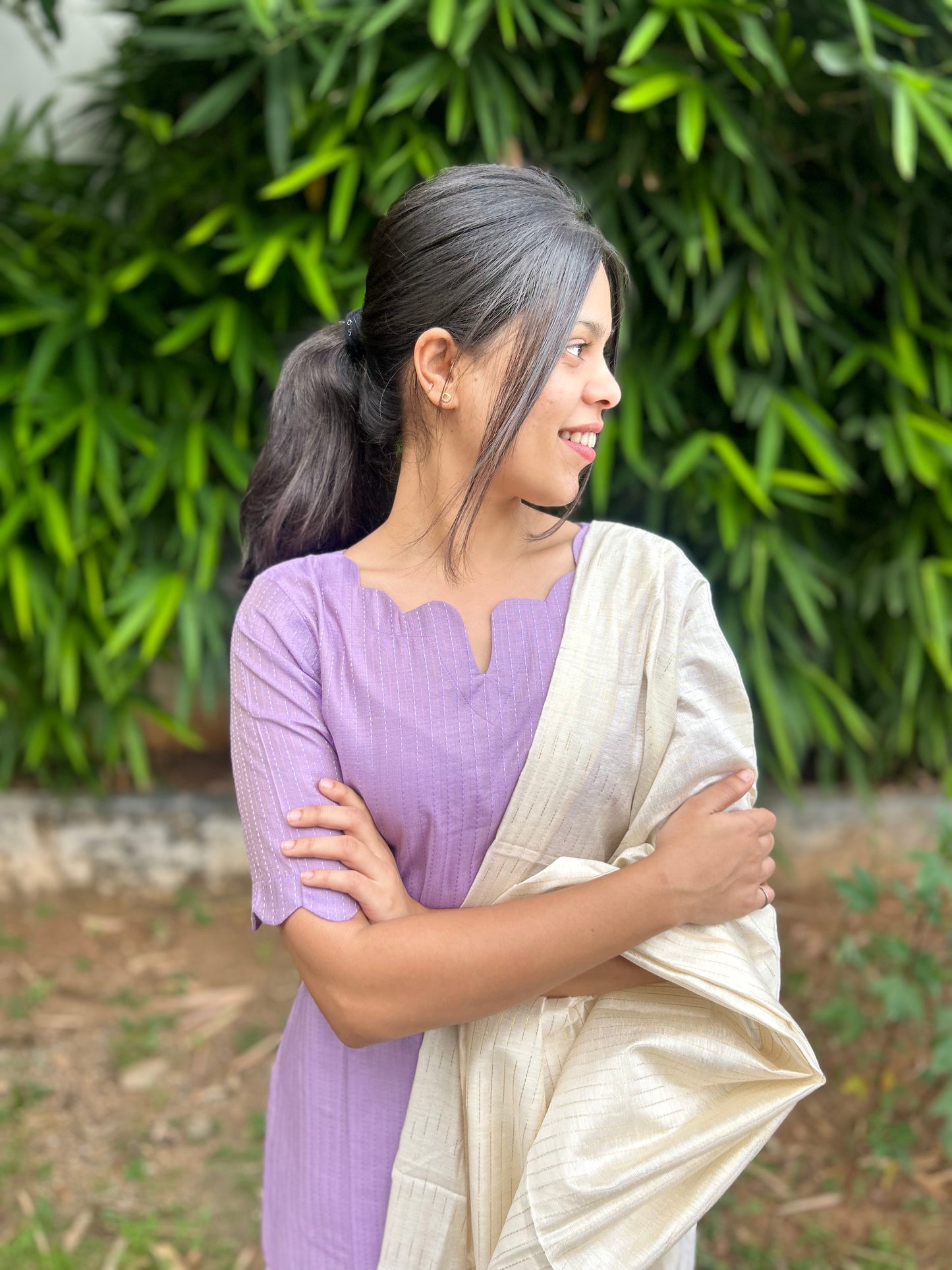 Lilac Kurti with Chanderi Silk Dupatta