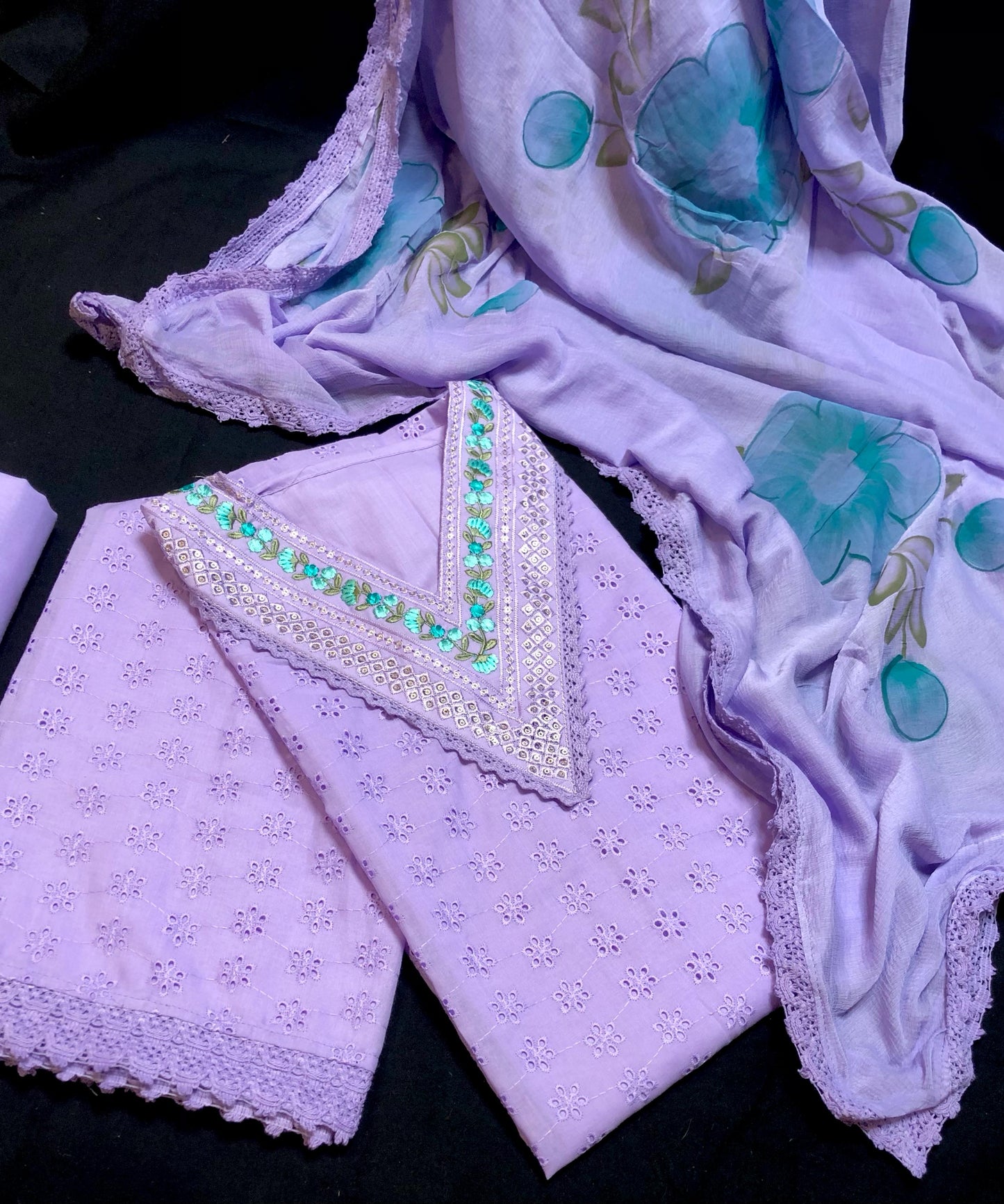 V Neck Hakoba Cotton Salwar Material