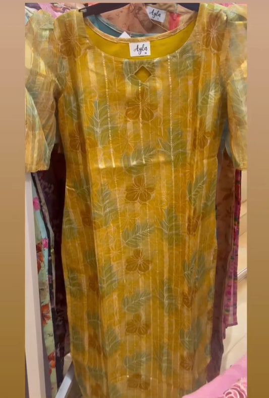 Mustard Organza Kurti