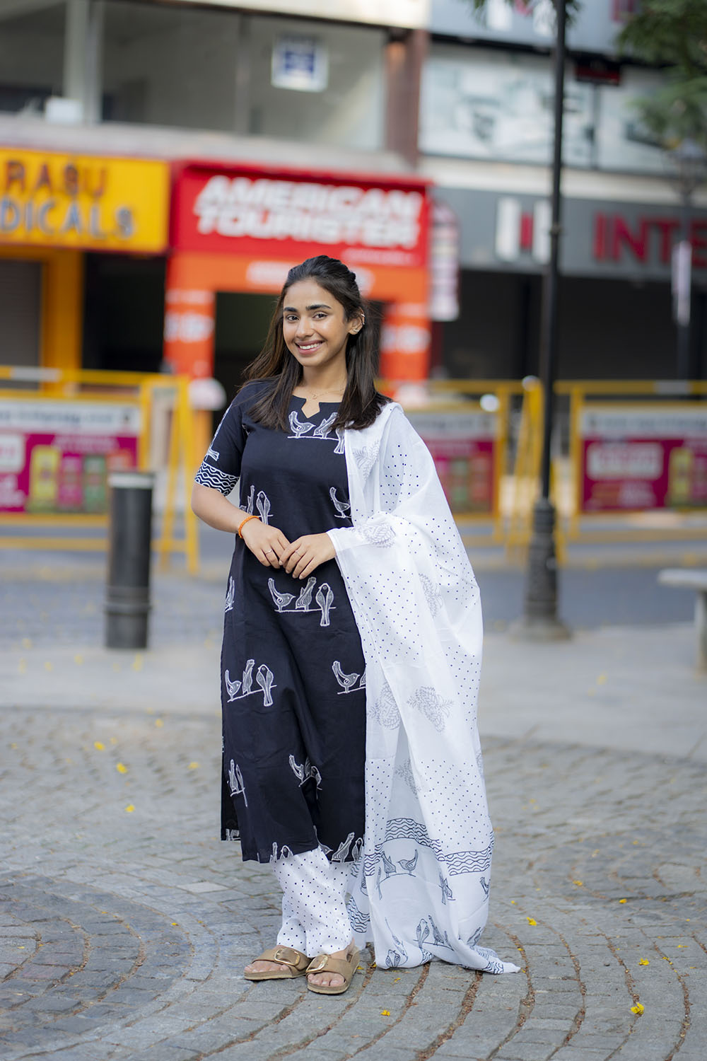 AA211 Black & White Combo Cotton Salwar Set