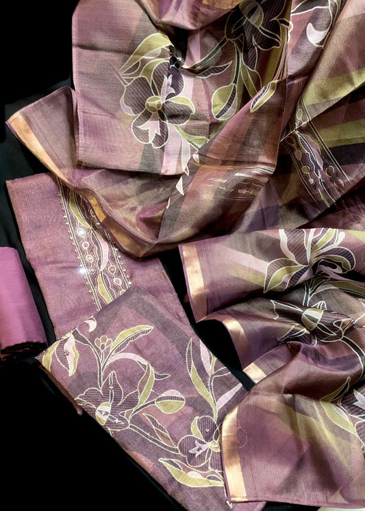 Wine Tissue Silk Salwar Material