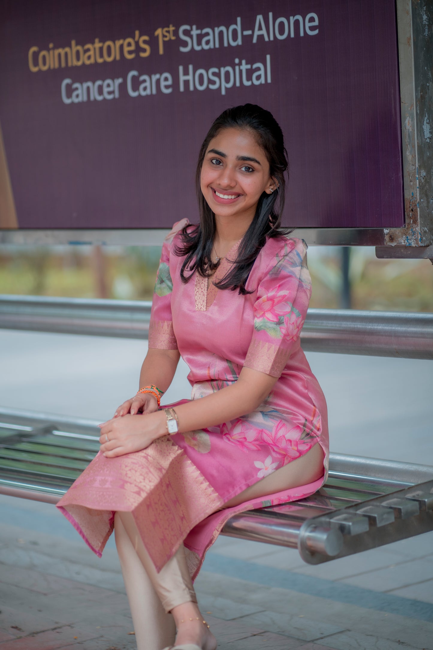 AA075 Pink Swan Tissue Silk Kurti