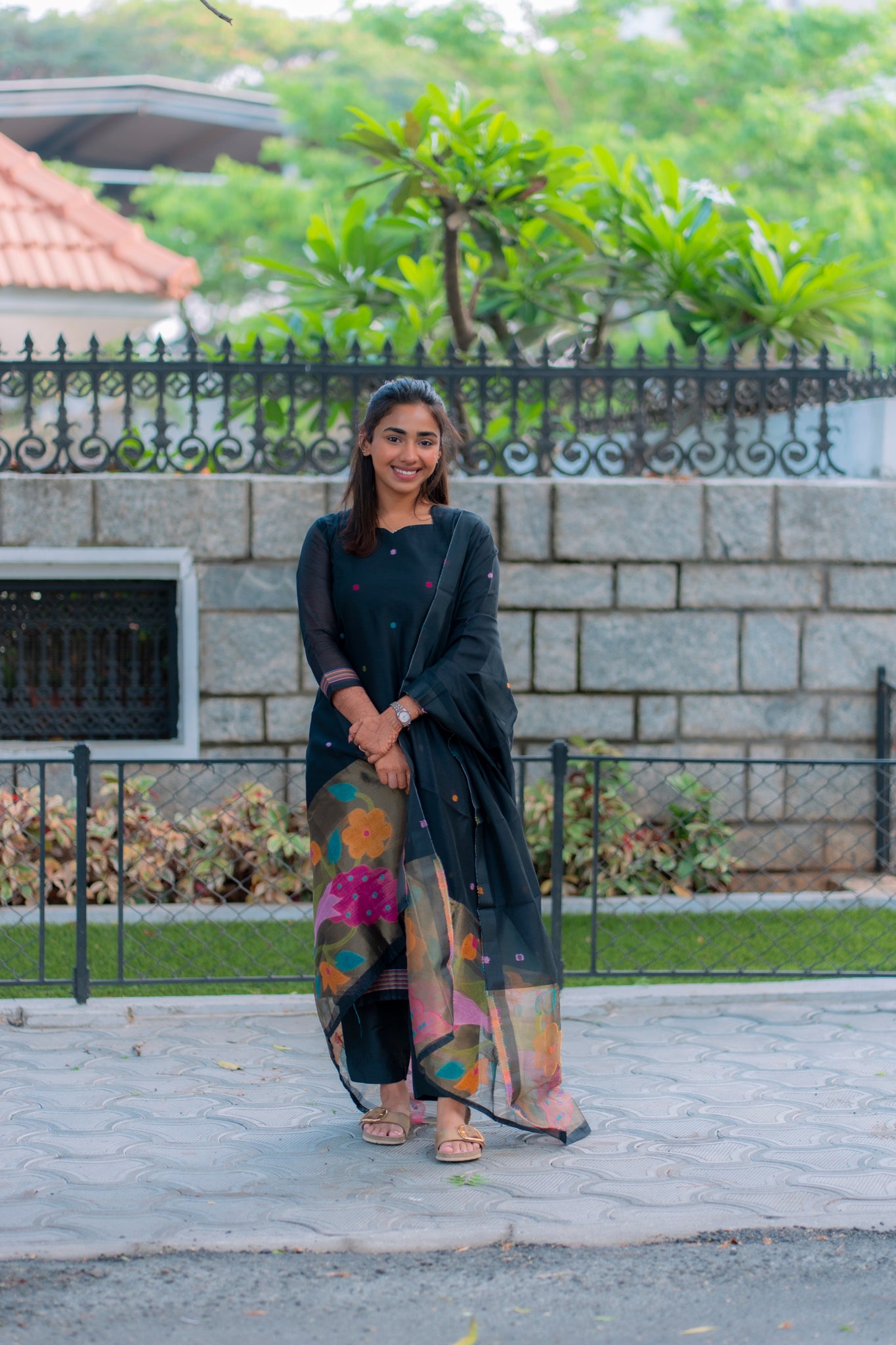 AA193 Black Jamdhani 3 Pc Set