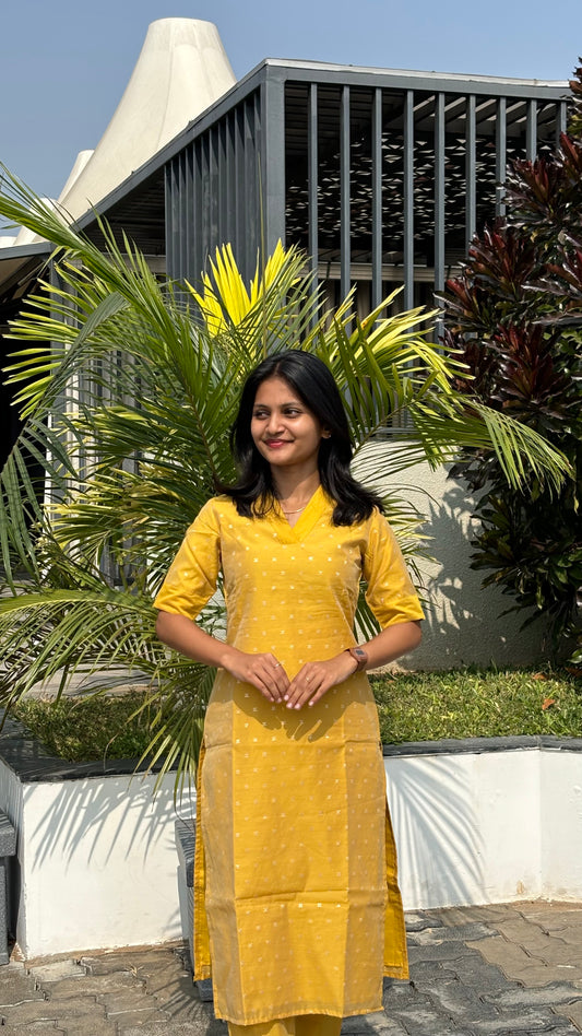 AA181 Marigold Chanderi Butta Co-Ord Set