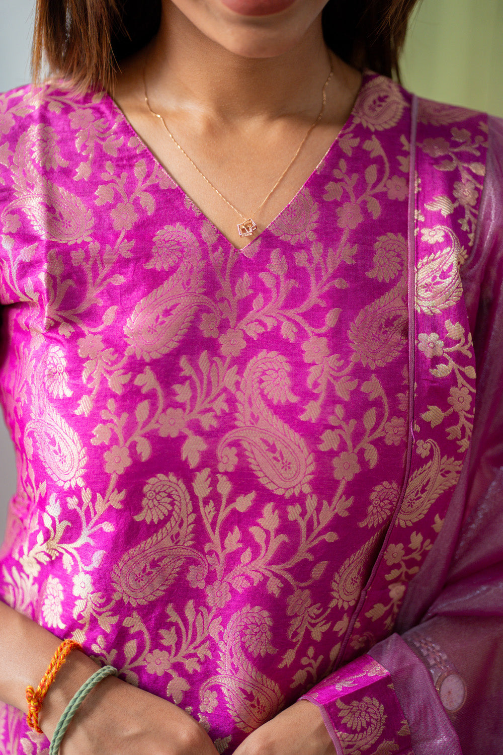 AA300 Vairaa Silk Set    Magenta Brocade Silk Salwar Set (Ethnic wear)