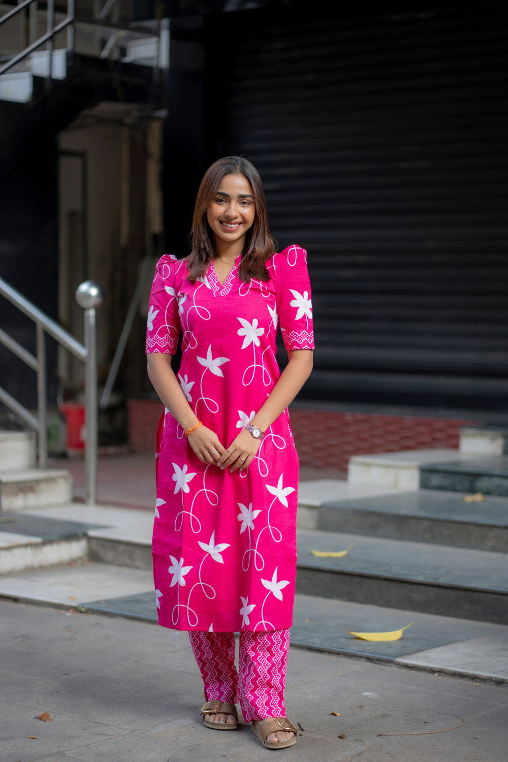 AA234 Pink Floral Cotton Coord Set