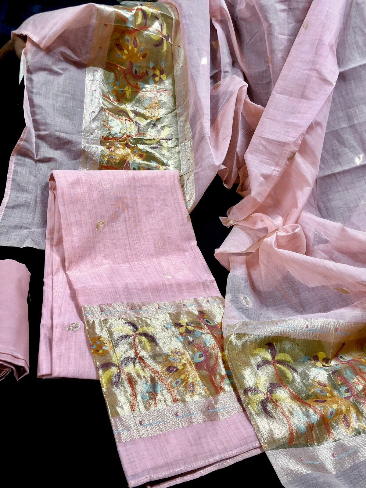 Linen Paithani Jamdani Silk