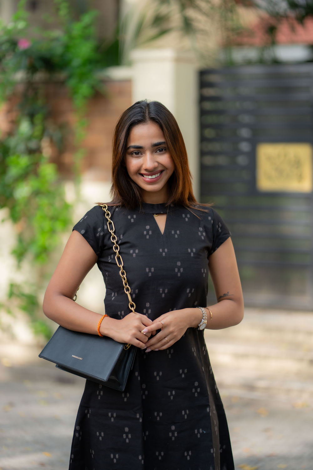 AA242 Black Cotton Maxi With Kalmkari Border