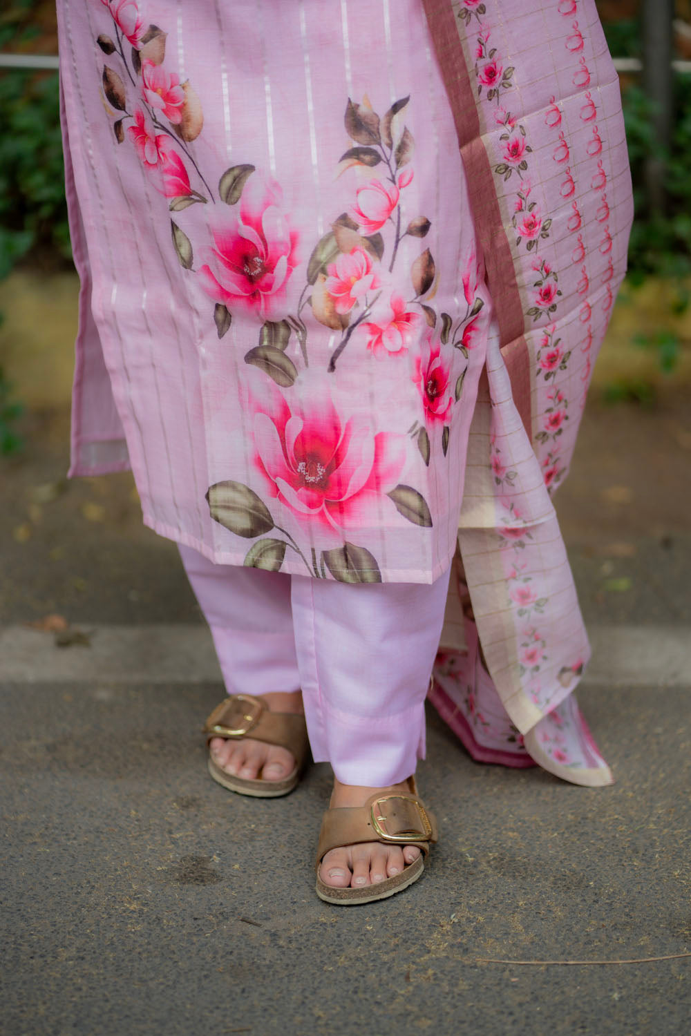 AA218 Pink Linen Cotton Salwar Set