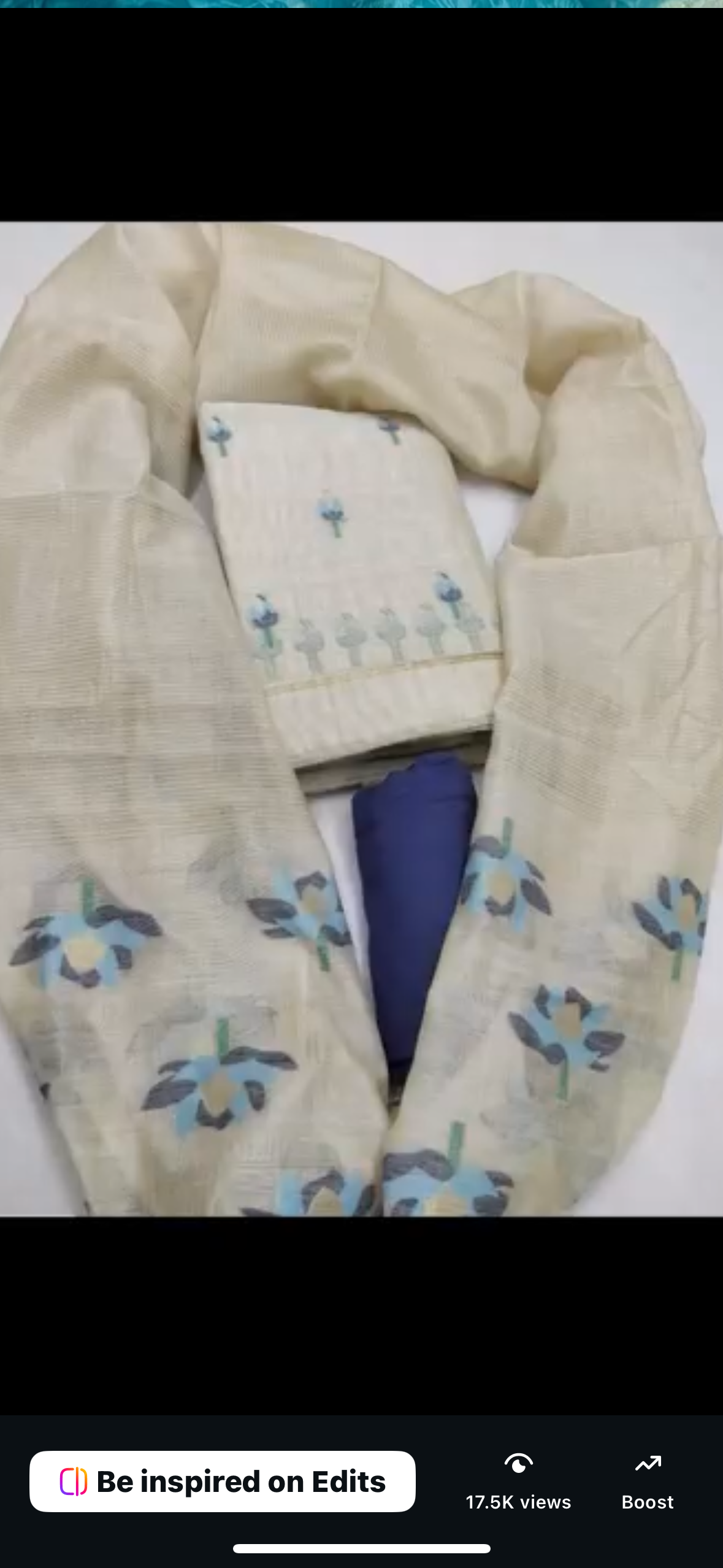 White with Ink Blue Jamdhani Salwar material