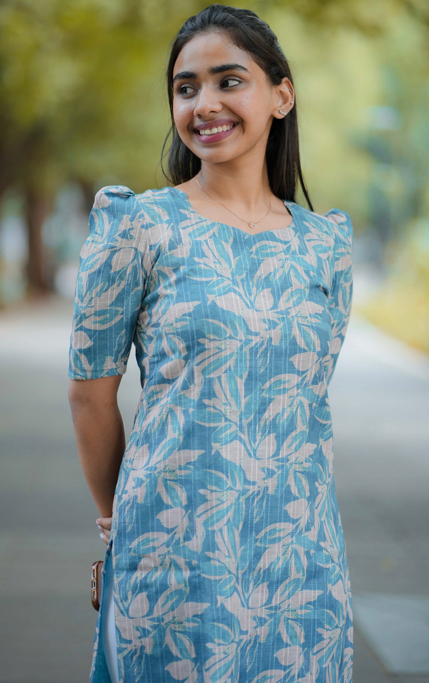 AA089 Sapphire Blue Chanderi Silk Kurti