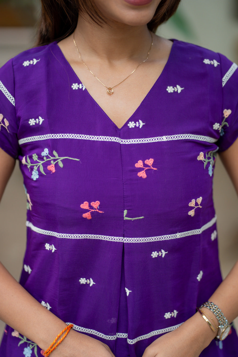 AA262 Violet Mul Chanderi Aline Kurti