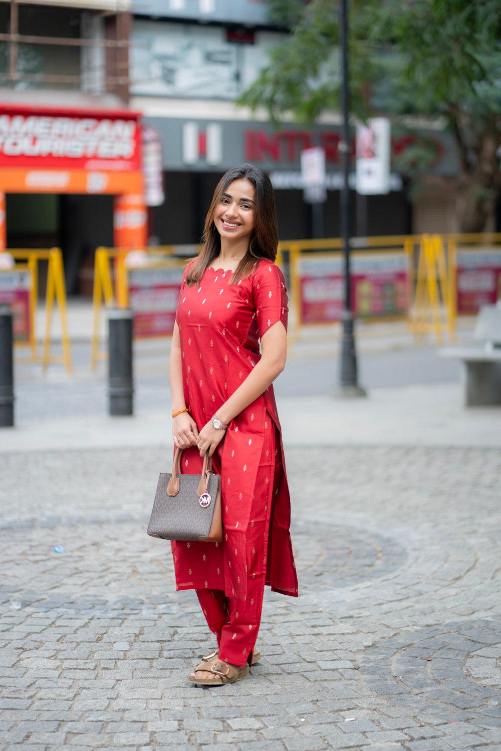 AA282 Dark Red Silk Co Ord set
