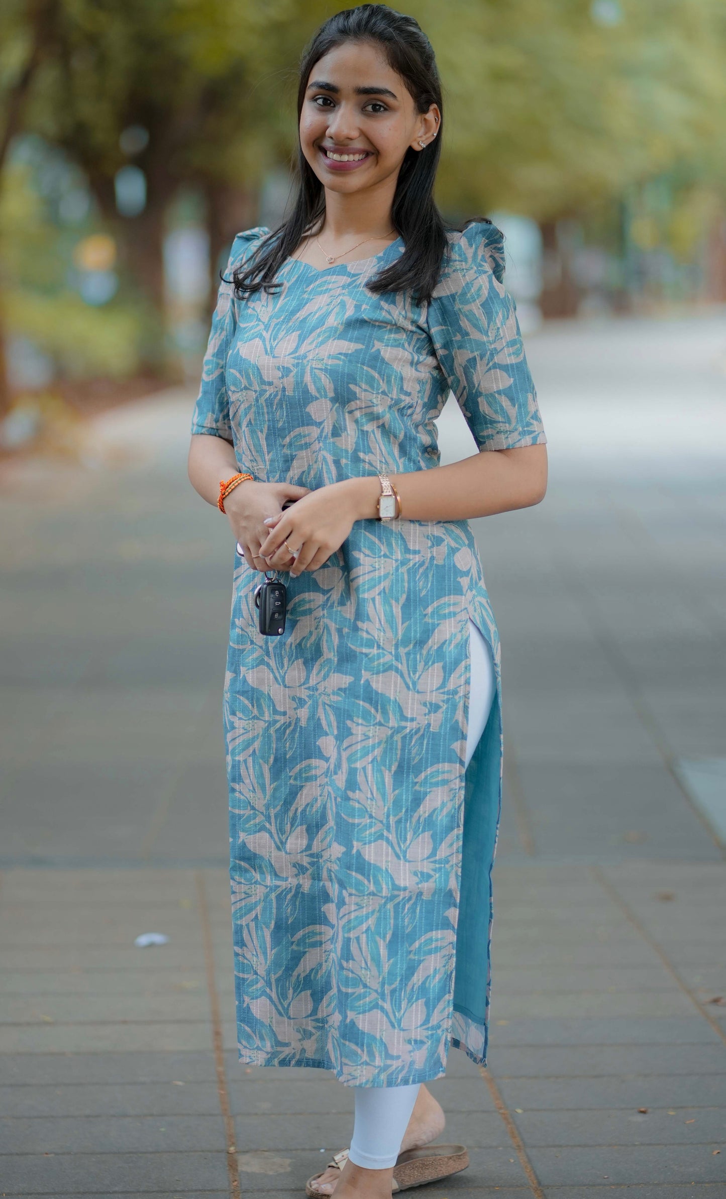 AA089 Sapphire Blue Chanderi Silk Kurti