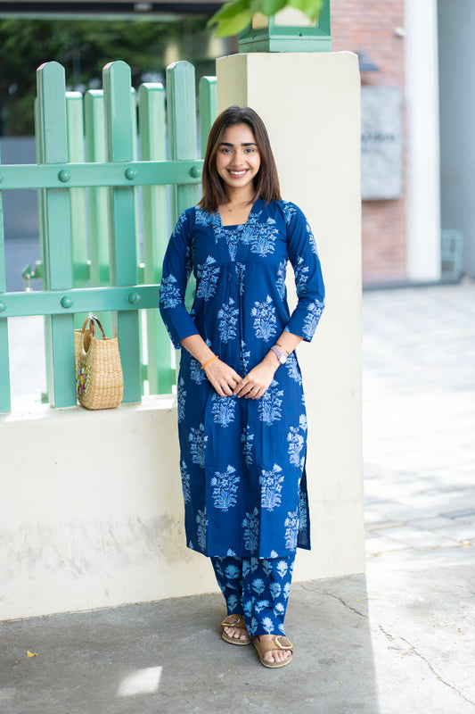 AA250 Blue Floral Cotton CoOrd Set