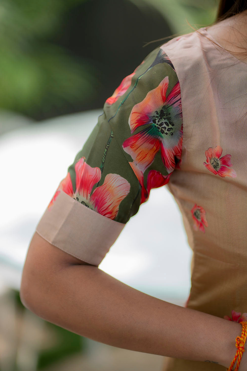 AA209 Soft Organza Triple Shade Floral Kurti