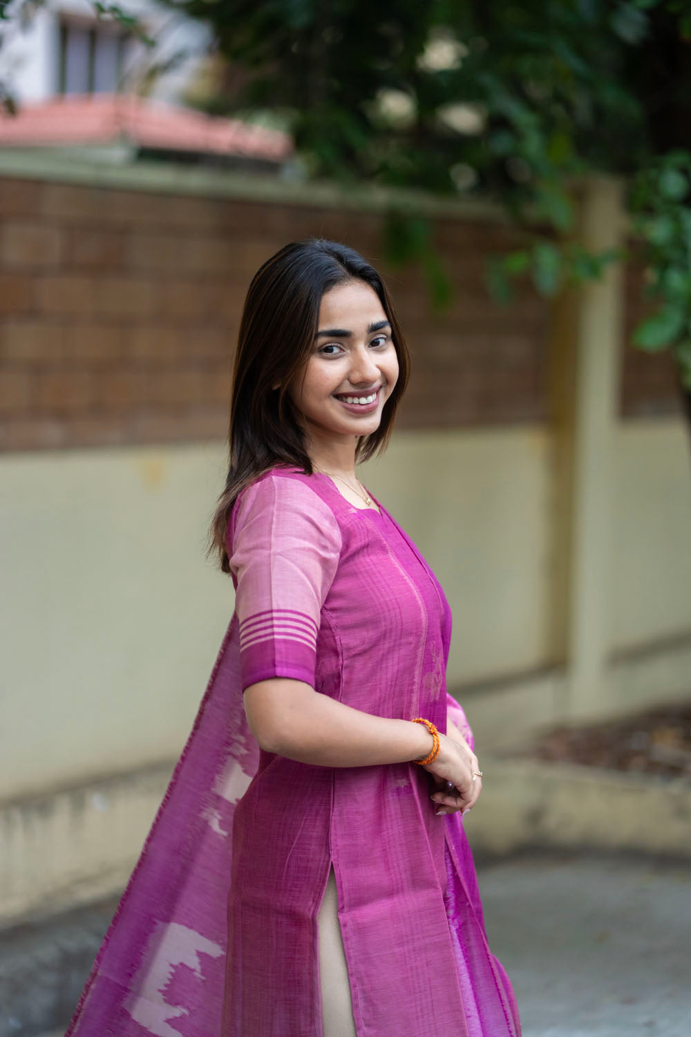 AA258 Purple Jamdhani Silk Top & Dupatta
