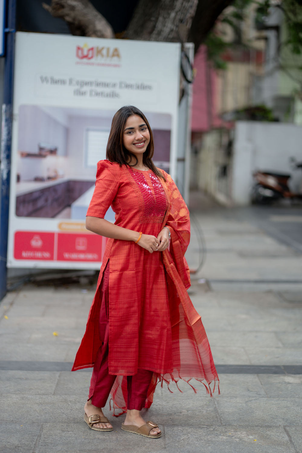 AA250 Red Tissue Silk Salwar Set