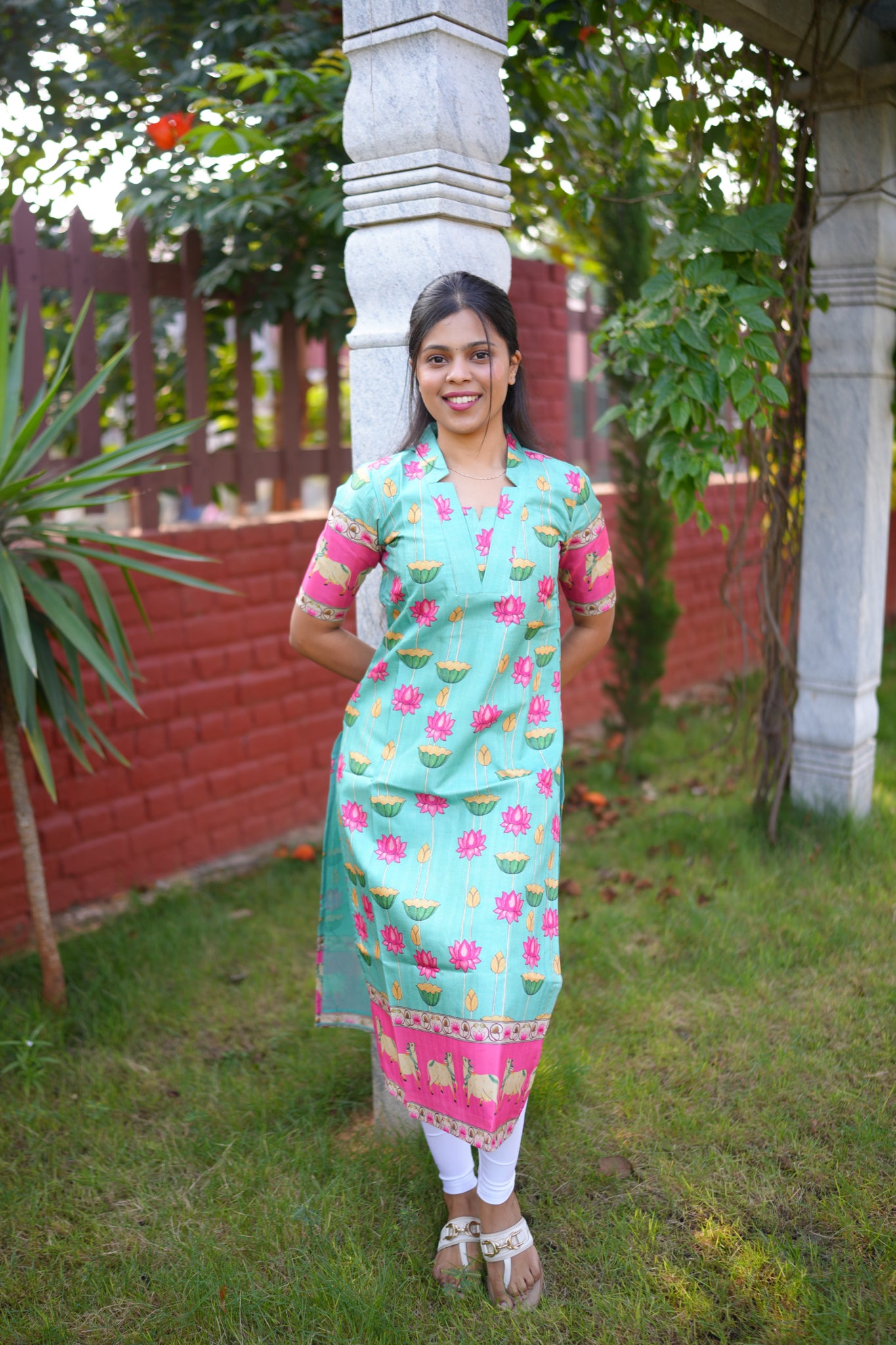 AA166 Blue Pichwai Tussar Silk Kurti