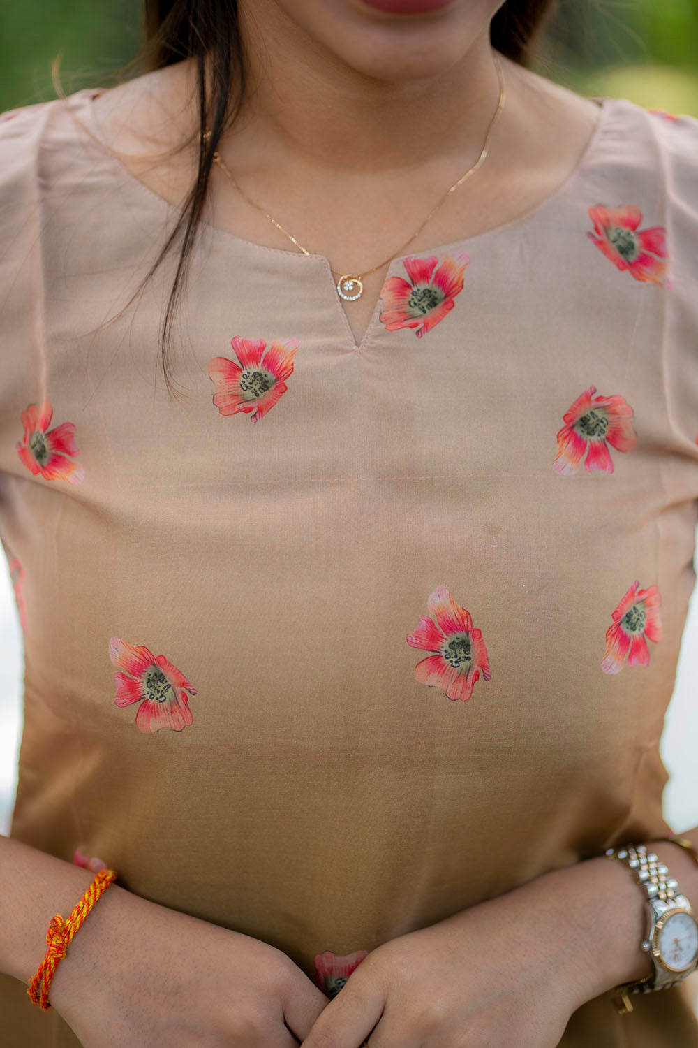 AA209 Soft Organza Triple Shade Floral Kurti