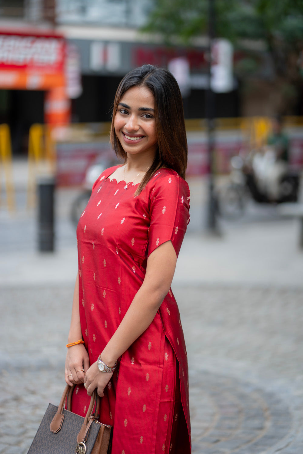 AA282 Dark Red Silk Co Ord set