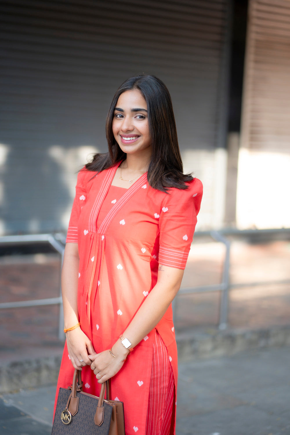 AA178A Red Orange Heart Co-Ord Set