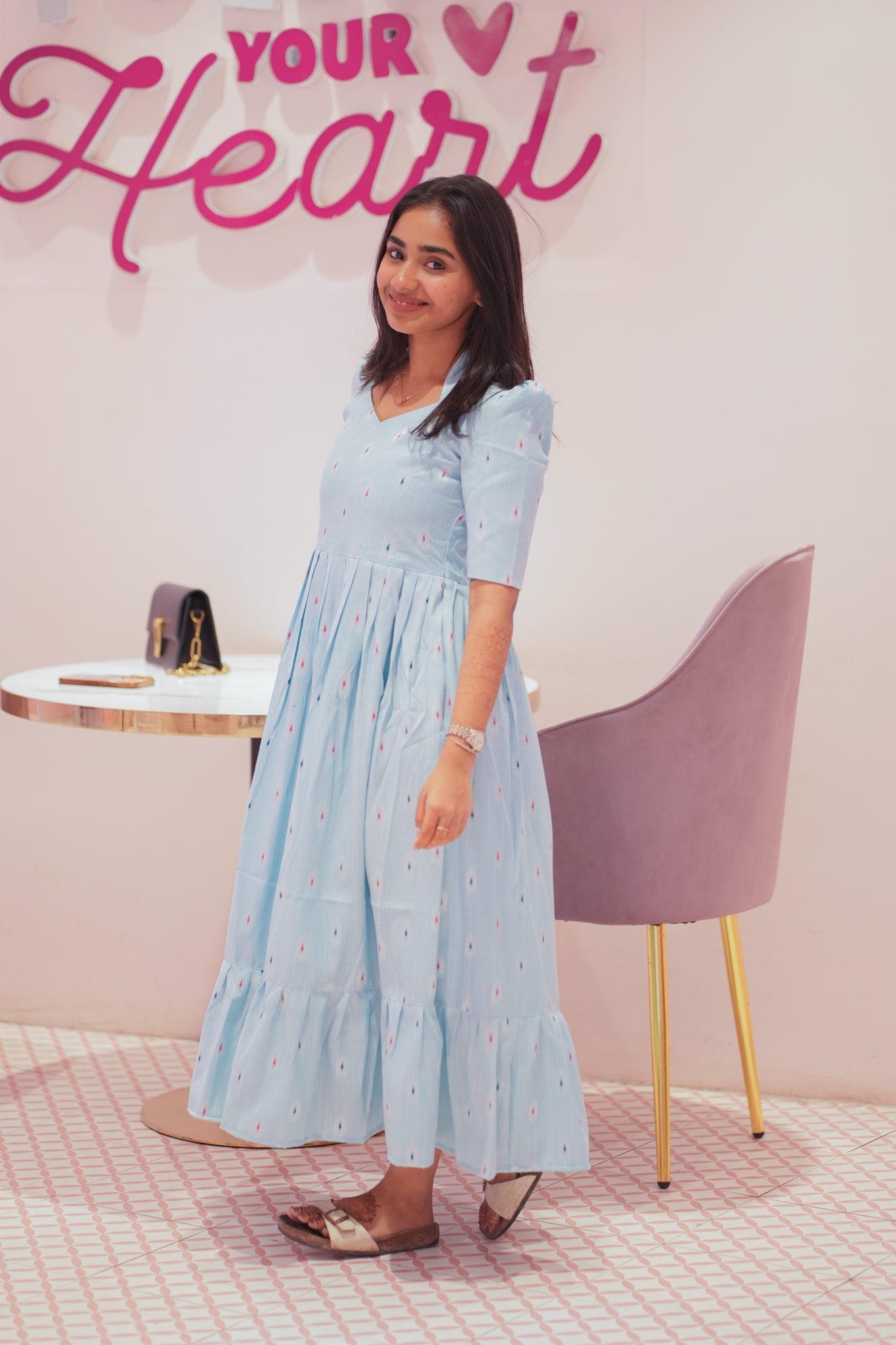 AA130 Baby Blue Cotton Maxi