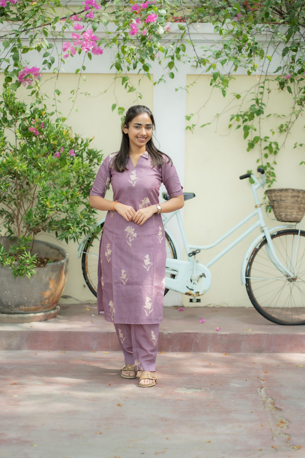 AA215 Lavender Floral Linen Co Ord set