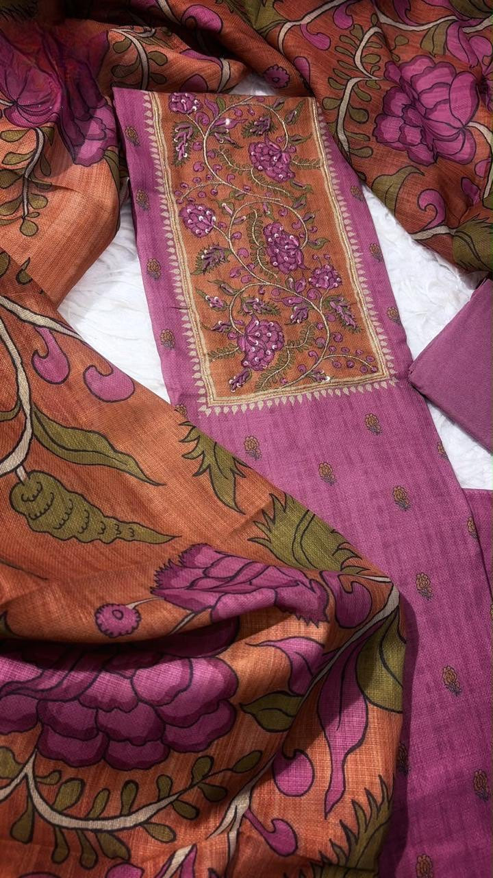 Pink Chanderi silk Salwar Material