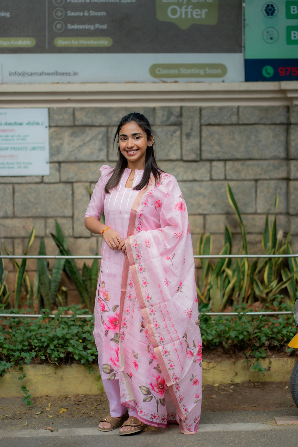AA218 Pink Linen Cotton Salwar Set
