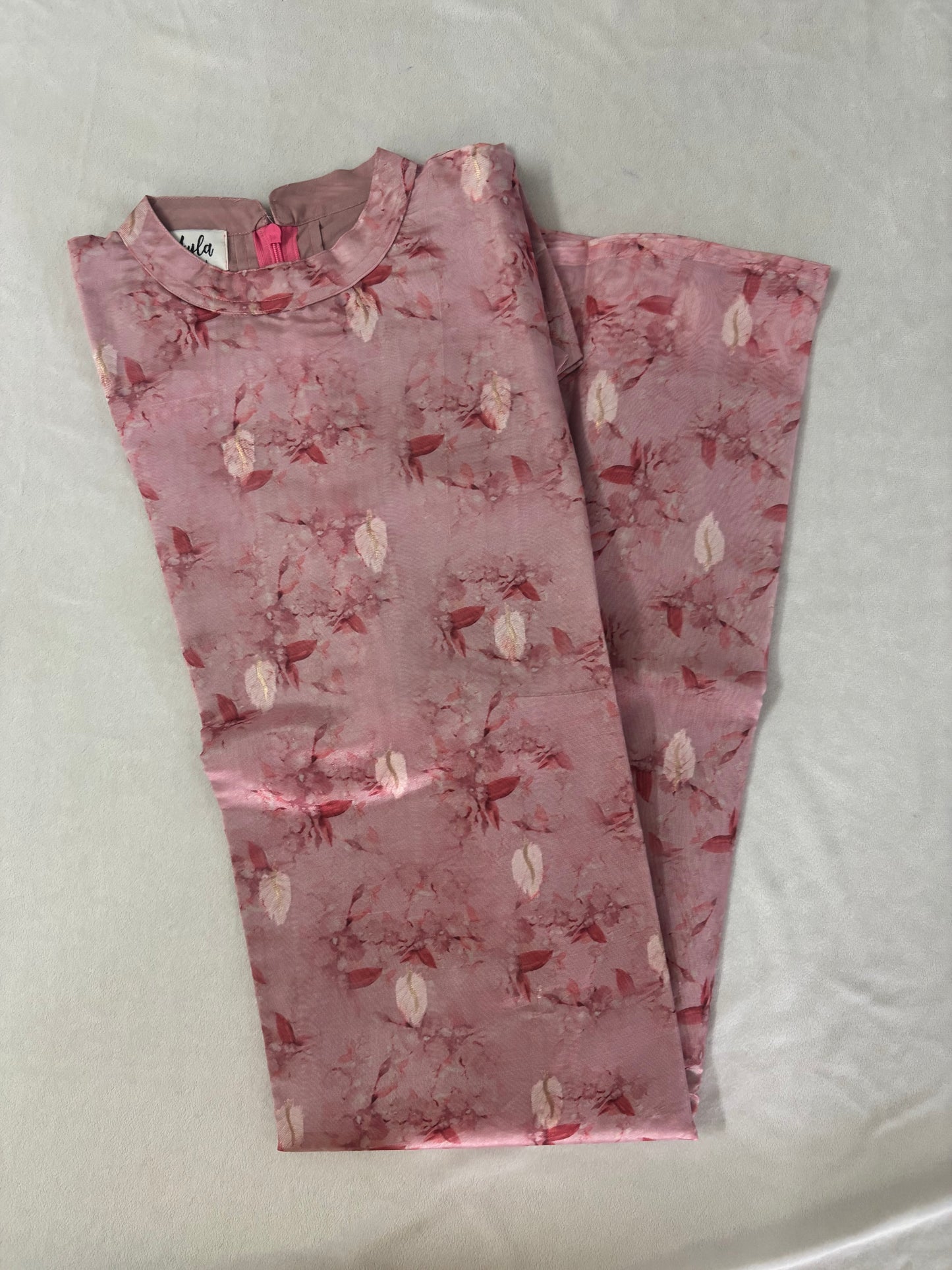 Pink Floral Organza Aline Kurti