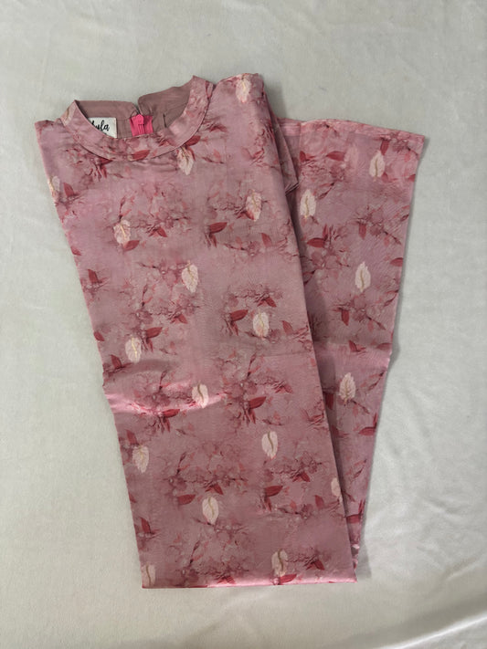 Pink Floral Organza Aline Kurti