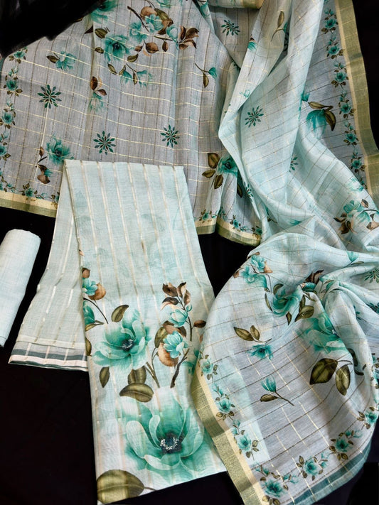 Blue Linen Salwar Material