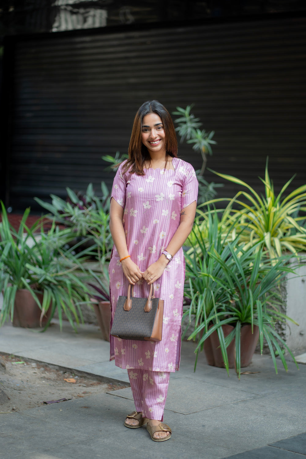 AA270 Lavender Floral Silk Digital Print Co-Ord Set