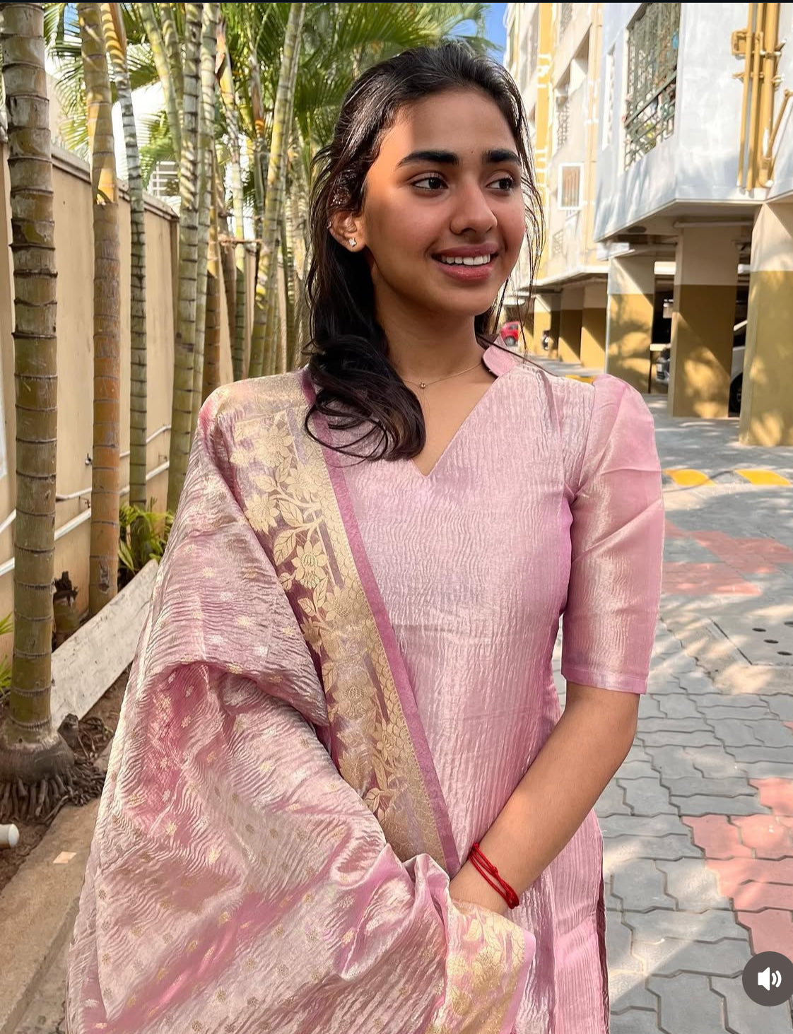 Lavender Crush Silk Kurti with Dupatta(Dupatta Double colour Lavender with Red)