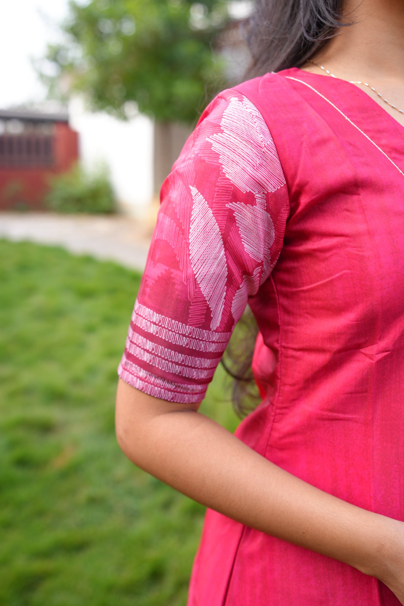 AA175  Cherry Red Ho Silk Aline kurti