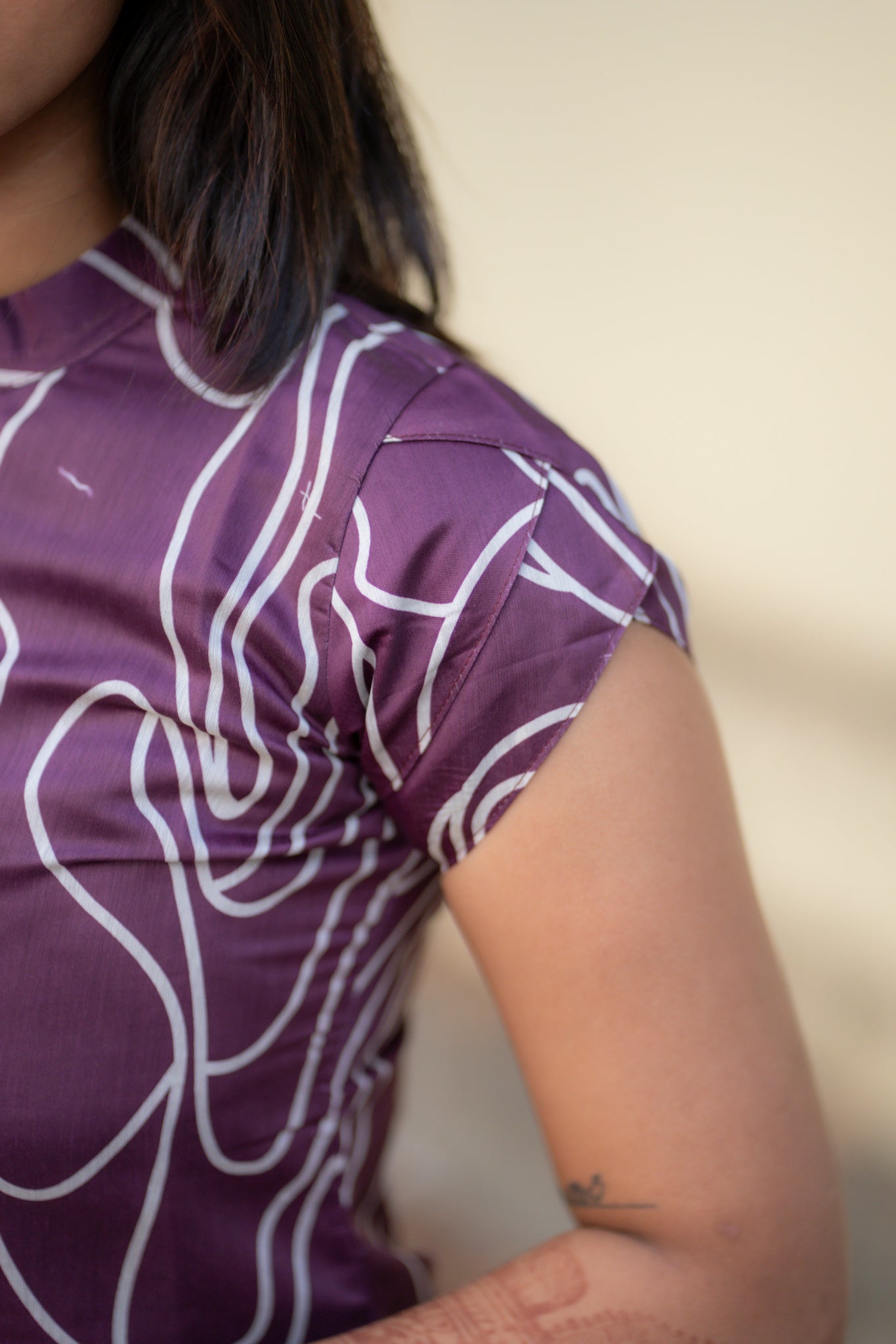 AA192 Plum Chanderi Aline Kurti