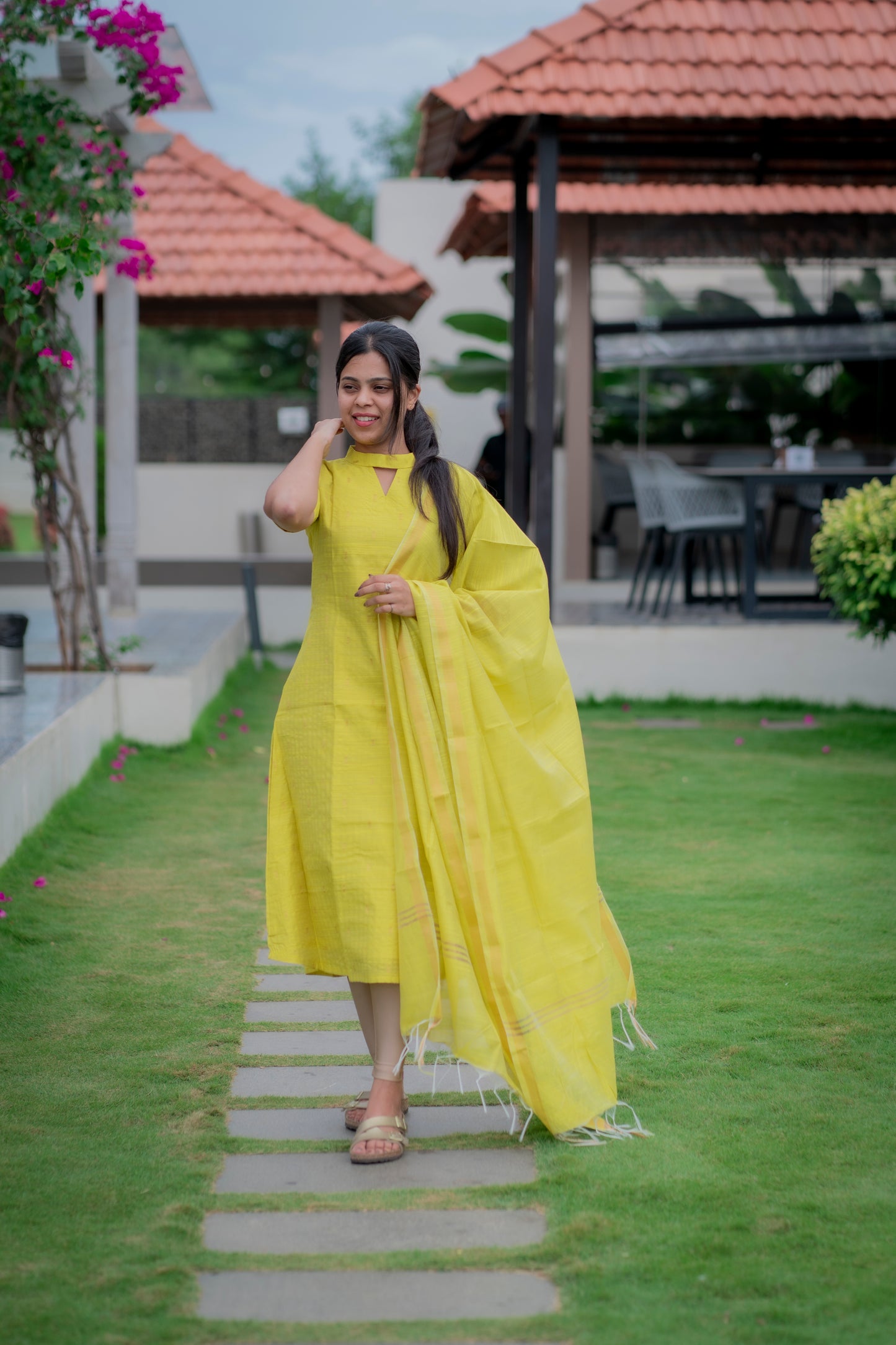 AA060 Neon Colour Silk Kurti with Dupatta