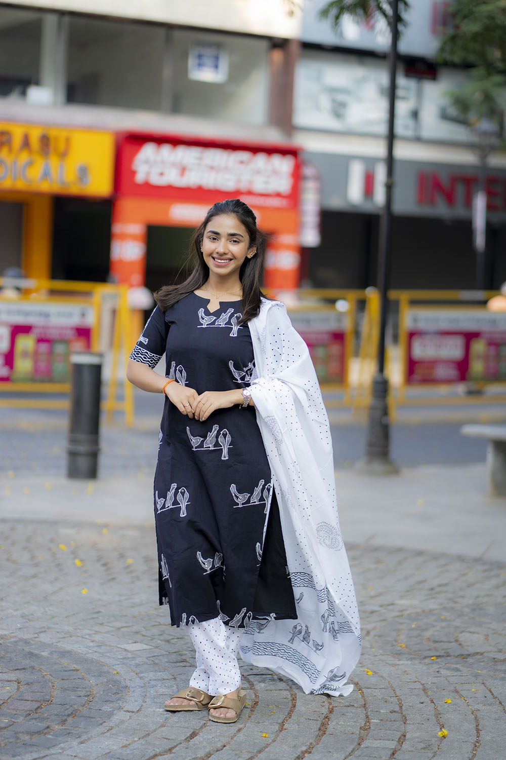 AA211 Black & White Combo Cotton Salwar Set