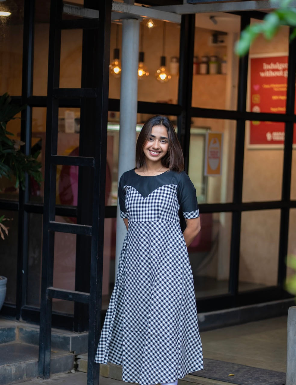 AA259 Black & White Checks Cotton Maxi