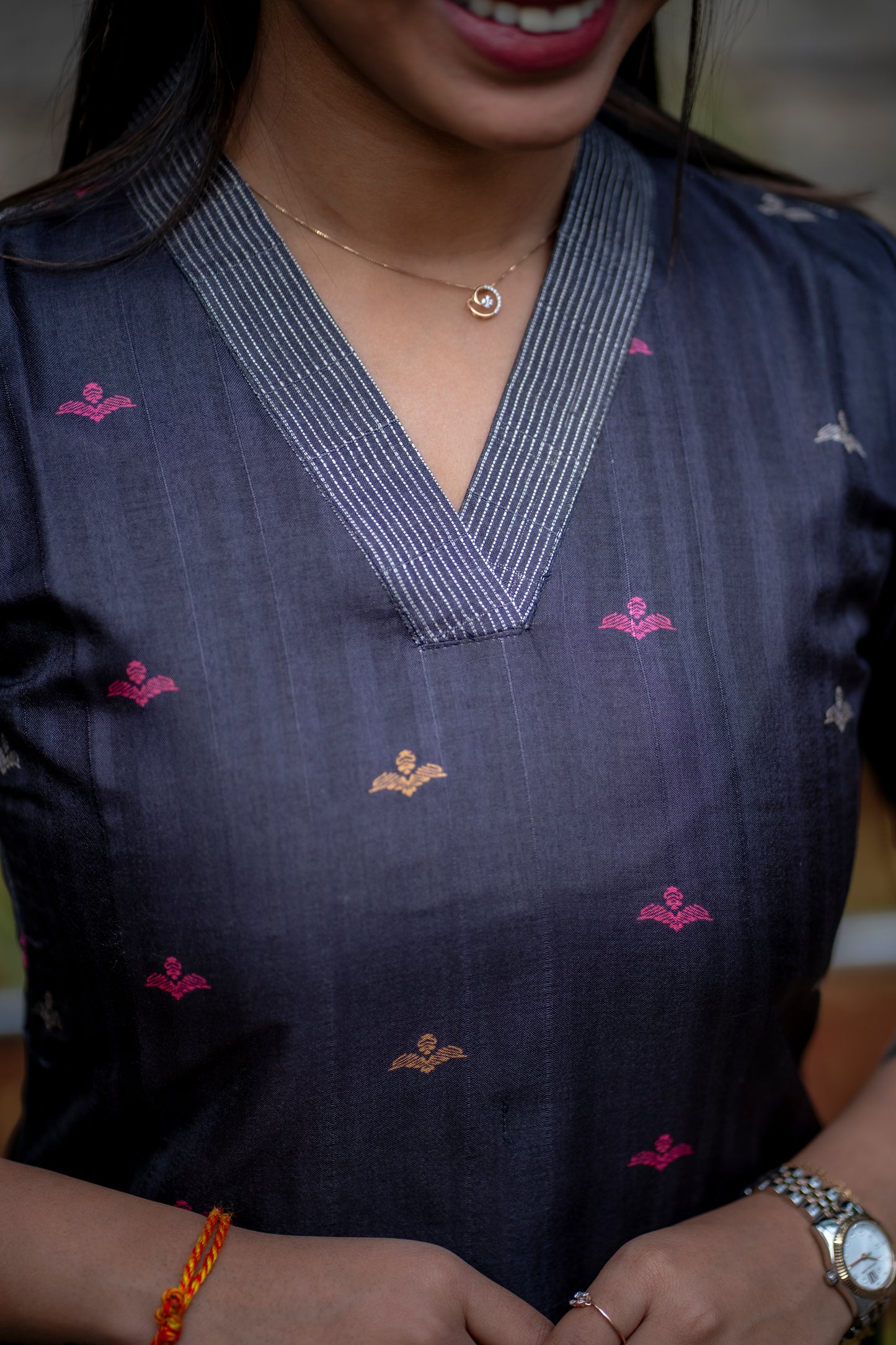 AA189 Black Chanderi Silk Kurti