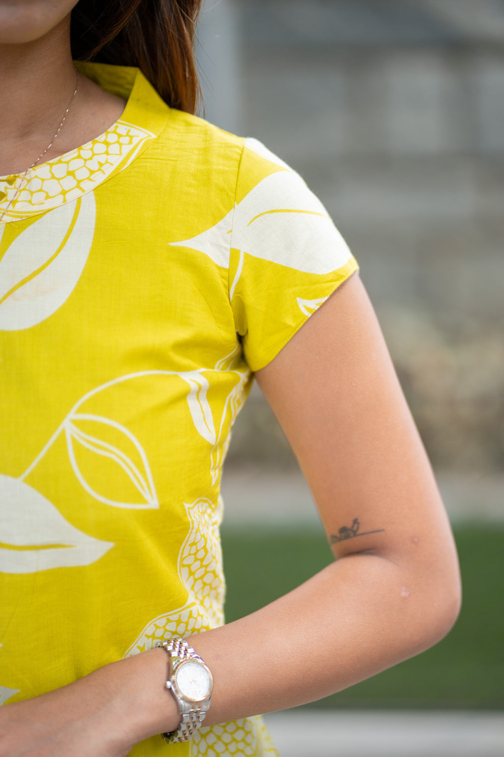 AA302 Neon Yellow Floral Cotton Co-Ord Set(with Lining & Pockets)